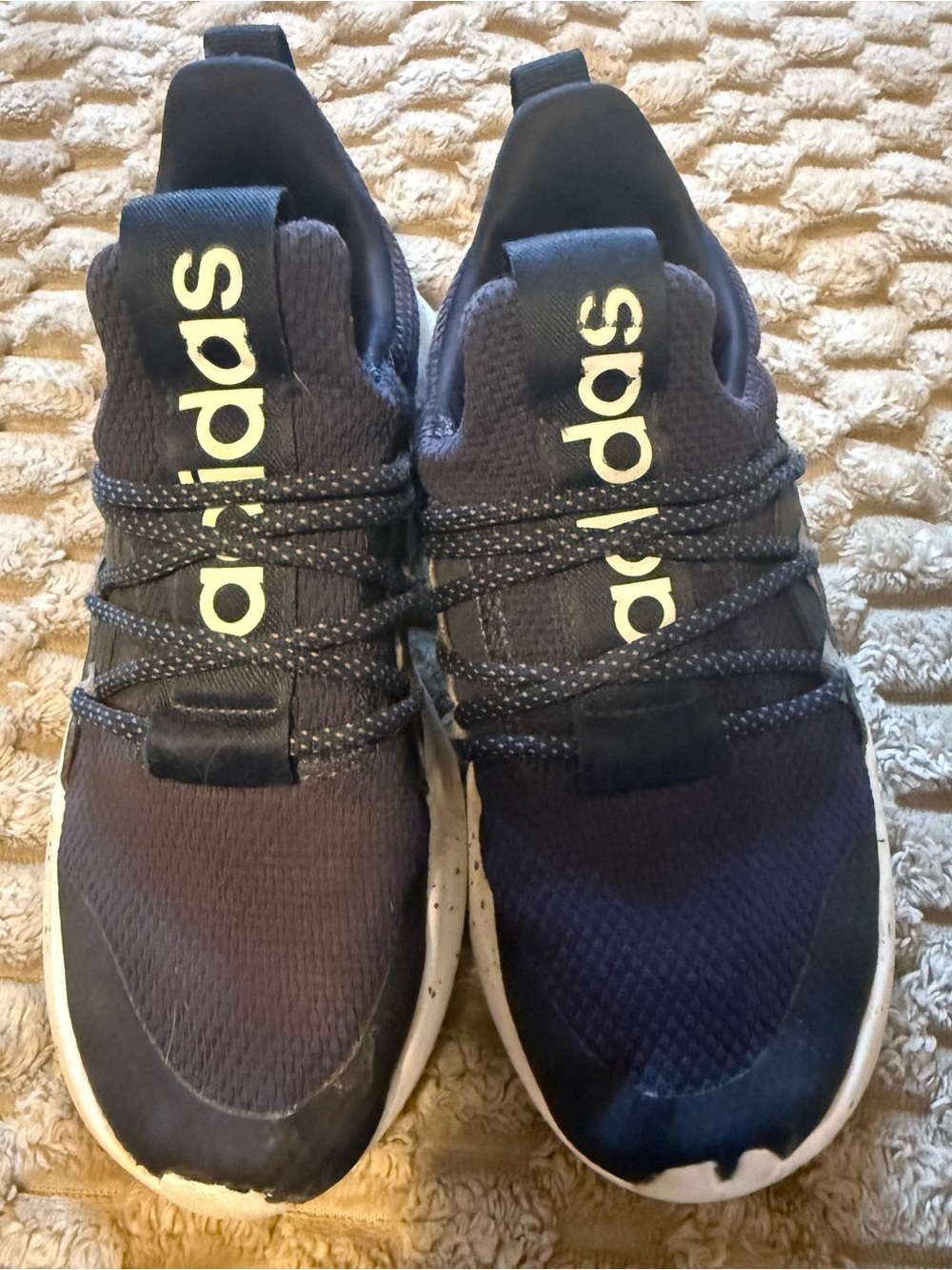 Boys Adidas Navy and White Slip-On Knit Sneakers - Picture 1 of 4